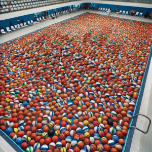 Olympic Pool Filled with Basketballs