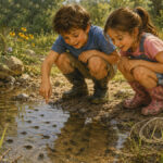 kids at the pond